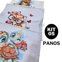 Kit com até 10 panos de prato em tecido grosso estampado Legitimo Pé de Galinha 100% algodão