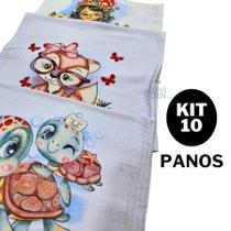 Kit com até 10 panos de prato em tecido grosso estampado Legitimo Pé de Galinha 100% algodão