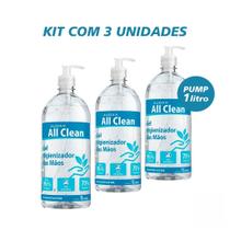 Kit com até 6 unidades de alcool gel 500ML antisséptico all clean audaxco