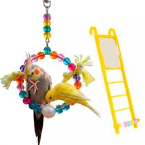 Kit com Balanço Argola Pequena para Aves e Escada Espelhada The Pets Brasil