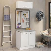 Kit com Balcão e Armário Aéreo Multiuso 80cm Branco Agata Madesa Kit com Balcão e Armário Aéreo Multiuso 80cm Branco Agata Madesa