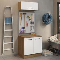 Kit com Balcão e Armário Aéreo Multiuso 80cm Rustic/Branco Agata Madesa Kit com Balcão e Armário Aéreo Multiuso 80cm Rustic/Branco Agata Madesa