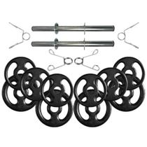 Kit com Barras de Halteres e Anilhas de Ferro - 16 Peças Kit com Barras de Halteres e Anilhas de Ferro - 16 Peças