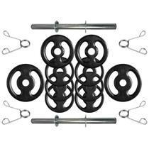 Kit com Barras de Halteres e Anilhas de Ferro Fundido - 16 Kg Kit com Barras de Halteres e Anilhas de Ferro Fundido - 16 Kg