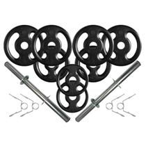 Kit com Barras de Halteres e Anilhas de Ferro Fundido - 18 Kg Kit com Barras de Halteres e Anilhas de Ferro Fundido - 18 Kg