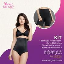 Kit com Bermuda Modeladora Corte Eletrônico + Cinta Pós Parto com abertura Modeladora