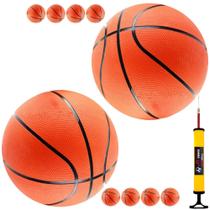 Kit Com Bomba + 10 Bolas De Basquete Laranja Tamanho Padrão Oficial