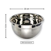 Kit com Bowl de Inox Profissional de 22 cm Polido Tigela - Like Kitchen