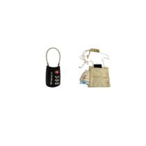 Kit com cadeado de segredo TSA e porta dólar