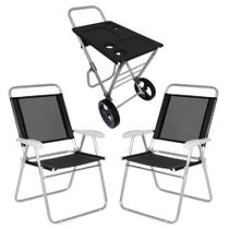 Kit com Carrinho de Praia em Aluminio Smart Car + 2 Cadeiras Master Plus