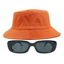 Kit Com Chapéu Bucket E Oculos De Sol Armação Quadrada MD-06