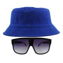 Kit Com Chapéu Bucket, Óculos de Sol Quadrado Grande Armação Transparente Com Proteção Uv400 Estiloso Moda Fashion MD-31 - Odell Vendas OnLine