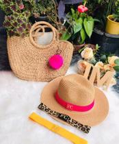 Kit com chapéu e bolsa meia lua