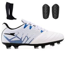 Kit com Chuteira Trava Macia + Meião e Caneleira Adulto