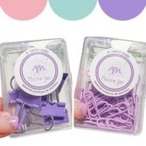 Kit com Clips e Prendedor de papel Binder tons pasteis 58 unidades Blinder Clipes Kit com Clips e Prendedor de papel Binder tons pasteis 58 unidades Blinder Clipes