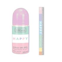 Kit com Cola em Gel 35ml e Régua 30cm Happy Tilibra