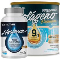 Kit com Colágeno Hidrolisado 9g Silício Orgânico Neutro 300g + Ácido Hialurônico 30 Caps 400 mg - ClinicMais