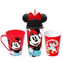 Kit com Copo Caneca e Copo Shake com Canudo da Minnie Plasútil
