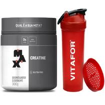 Kit com creatine pote 300g - max titanium + coqueteleira vitafor