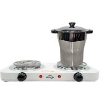 Kit com Cuscuzeira Família grande e Fogareiro Elétrico Portátil Cooktop 220V