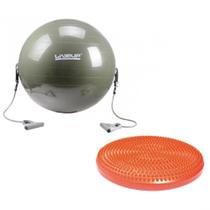 Kit com Disco de Equilibrio + Bola 65 Cm com Extensor Liveup Sports