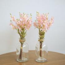 Kit com Dois Arranjos de Mini Rosas no Vaso de Vidro Formosinha