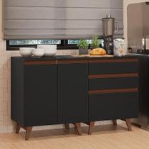 Kit com Dois Balcões de Cozinha 2 Portas 3 Gavetas (com tampo) Preto Reims Madesa Kit com Dois Balcões de Cozinha 2 Portas 3 Gavetas (com tampo) Preto Reims Madesa