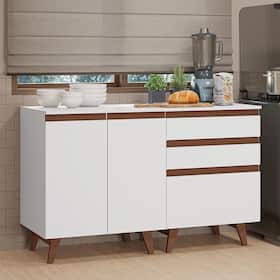 Kit com Dois Balcões de Cozinha 2 Portas 3 Gavetas (com tampo) Reims Madesa