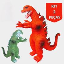 Kit Com Dois Bonecos de Borracha Dinossauro Godzilla Articulado Kit Com Dois Bonecos de Borracha Dinossauro Godzilla Articulado