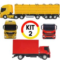 Kit Com Dois Brinquedos: Caminhão Graneleiro + Caminhão Baú Com Acessórios