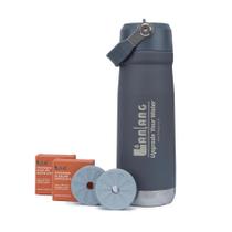 Kit com Dois Discos Multifuncionais Alcalinizantes e Mineralizadores de Água Lanlang, Uma Garrafa Térmica de parede dupla em inox 650ml