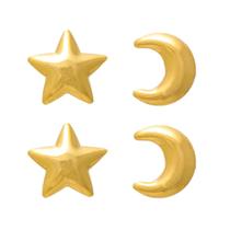 Kit com Dois Pares de Brincos Lua e Estrela Folheado em Ouro 18k Softjoias