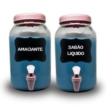 Kit com dois recipientes de vidro capacidade de 3 litros na cor branca para lavanderia