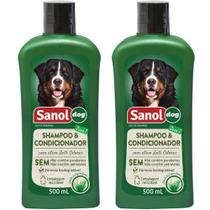 Kit com Dois Shampoo e condicionador 2 em 1 Sanol Dog 500ml