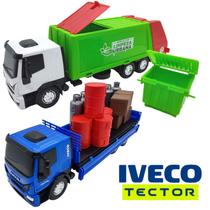 Kit Com Dois Veículos De Brinquedo Iveco Tector - Caminhão Do Lixo + Caminhão Expresso