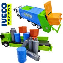 Kit Com Dois Veículos De Brinquedo Iveco Tector - Caminhão Do Lixo + Caminhão Expresso