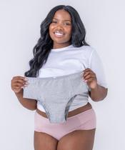 Kit com duas calcinhas de algodão, plus size, altas e com frente dupla