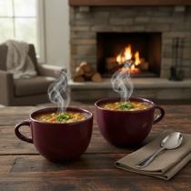 Kit Com Duas Canecas De Porcelana Jumbo Sopas Caldos 450ml Kit Com Duas Canecas De Porcelana Jumbo Sopas Caldos 450ml