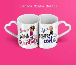 Kit com duas canecas porcelana casal minha metade