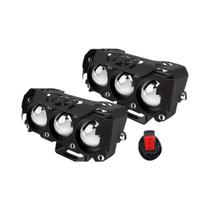 Kit Com Duas Luzes LED Mini Para Motocicleta Com 3 Lentes E Iluminação Externa Bicolor Para Carro