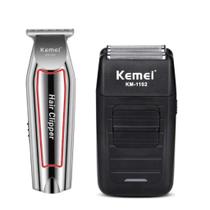 Kit Com Duas Máquina De Barbear Profissional Corte + Acabamento kit Para Barbearia + Kemei 1102 + Kemei 032