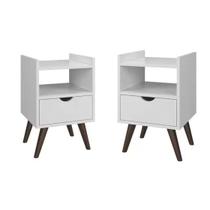Kit Com Duas Mesas De Cabeceira Quarto Retrô Com Nicho e 1 Gaveta Classic Decor Cores K7 Plus Kit Com Duas Mesas De Cabeceira Quarto Retrô Com Nicho e 1 Gaveta Classic Decor Cores K7 Plus