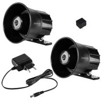 Kit com Duas Sirenes Intelbras SIR 1000, Fonte e Relé para Alarmes