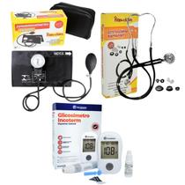 Kit com esfigmomanômetro esteto completo preto