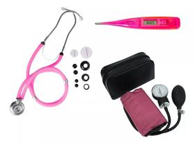 Kit Com Esteto E Esfigmomanometro Premium + Termometro Gtech