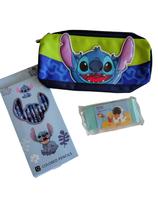 Kit com Estojo Grande Lilo Stitch Apontador 12 Lápis Stitch Borracha Tablete Grande