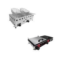 kit com Fritadeira 2 cubas inox 5L + chapeira 30x60 com prensa