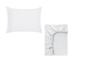 Kit com Fronha e Lençol Solteiro com Elástico- Sonhare Prata- Cor Branco