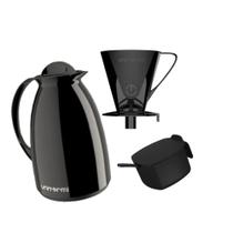 Kit com Garrafa Térmica Café Chá Prático Unitermi Preto