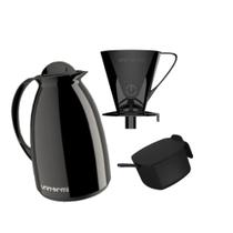 Kit com Garrafa Térmica Café Chá Prático Unitermi Preto Kit com Garrafa Térmica Café Chá Prático Unitermi Preto